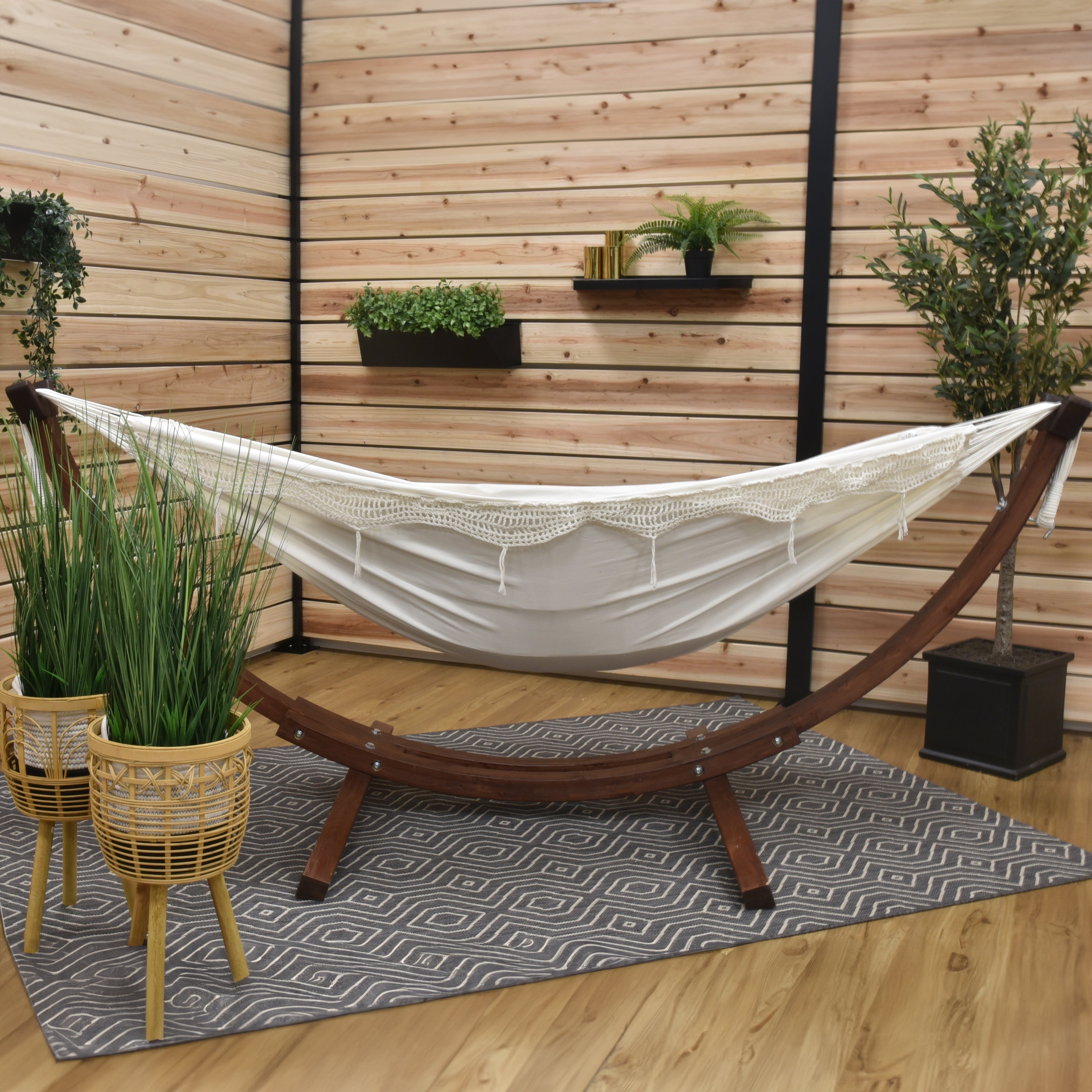 maison du monde hängematte Doppelte Baumwollhängematte mit Ständer (250 cm)