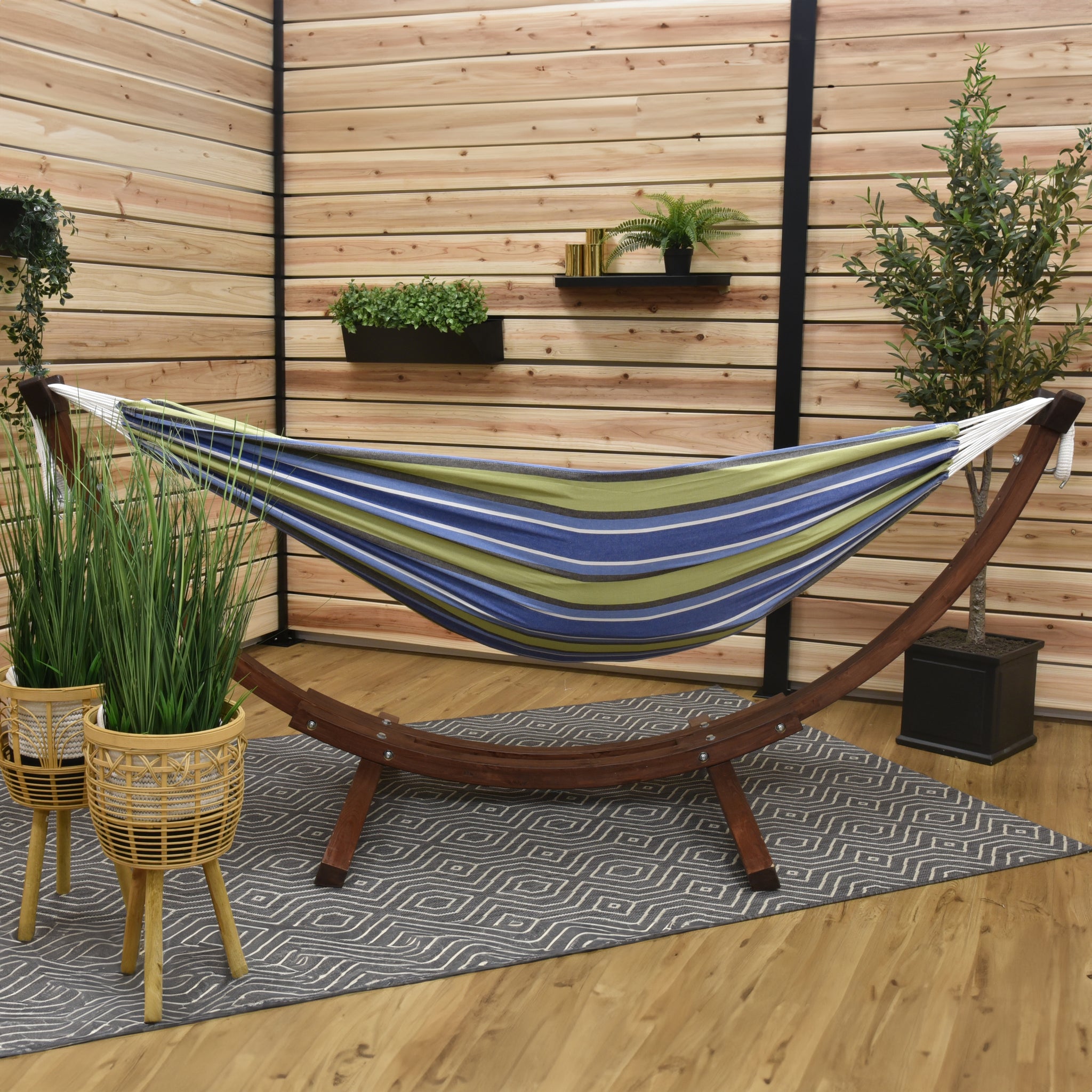 hängematte 24 Doppelte Baumwollhängematte mit Ständer (250 cm)