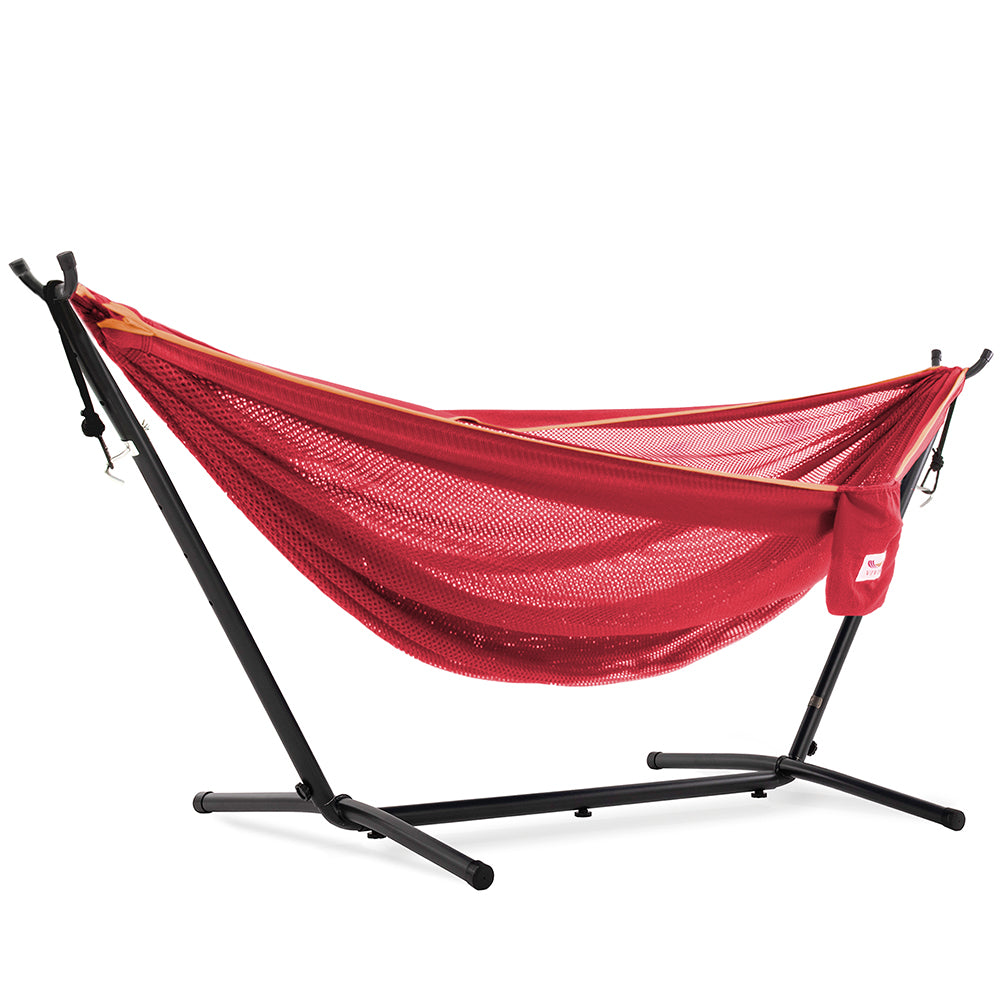 Double Mesh Hammock with Stand (280cm) - Turquoise & Orange