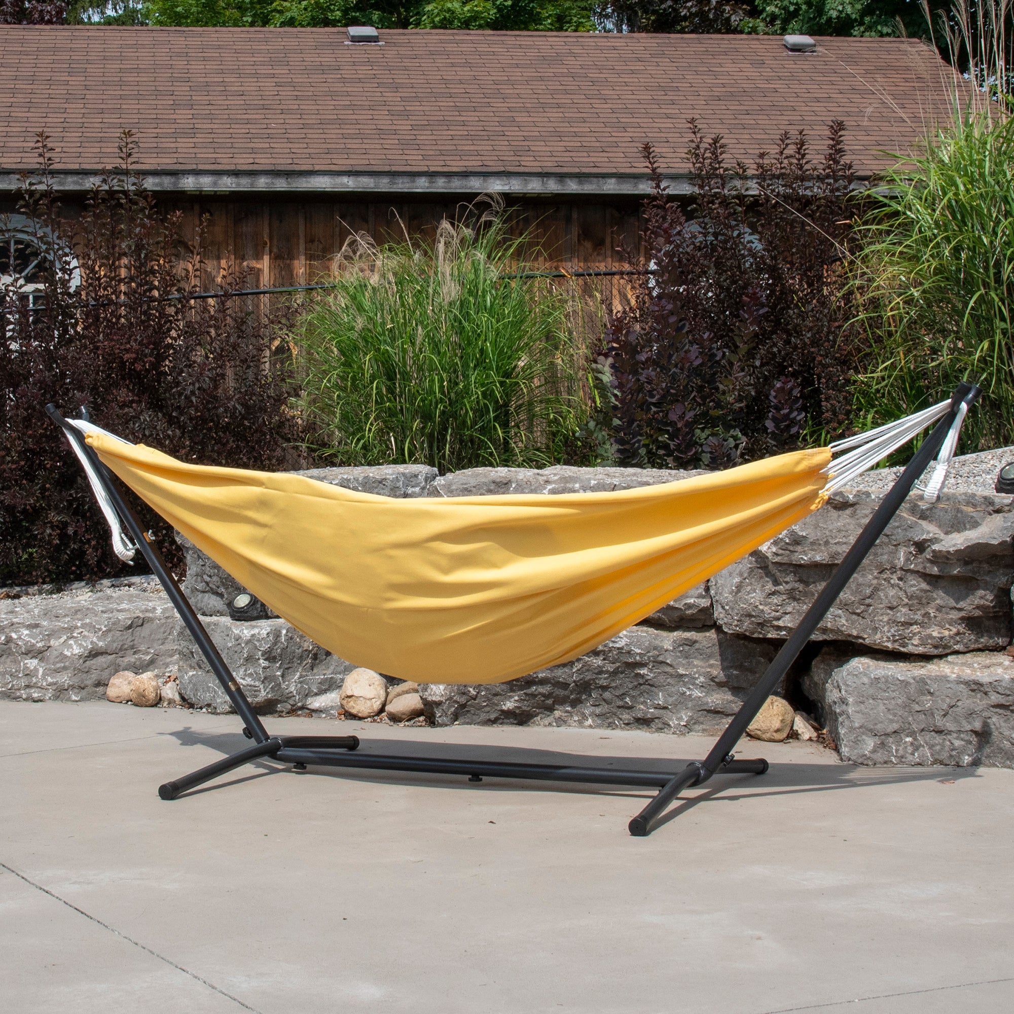 gelbe hängematte Doppelbaumwollhängematte mit Ständer (250 cm)