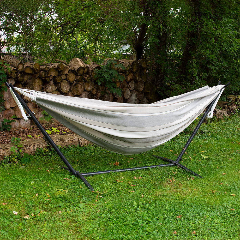 vivere doppel baumwolle hängematte mit hängemattengestell 250 cm blue lagoon Doppelbaumwollhängematte mit Ständer (250 cm)