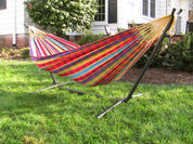 Hamac à double coton avec support (250 cm) - Lagon bleu