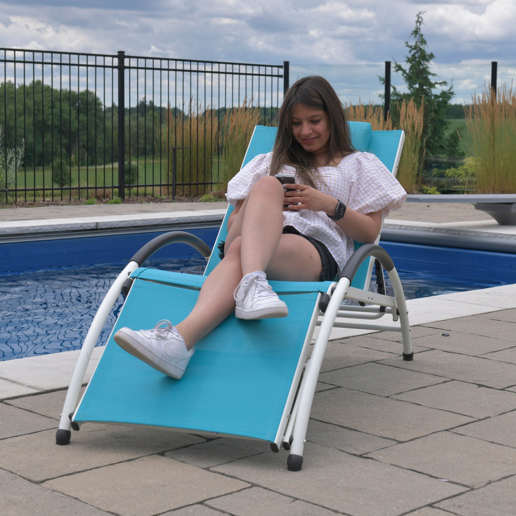 Vivere Sun Lounger Pack Sunbed Outdoor Double Recliner Vivere