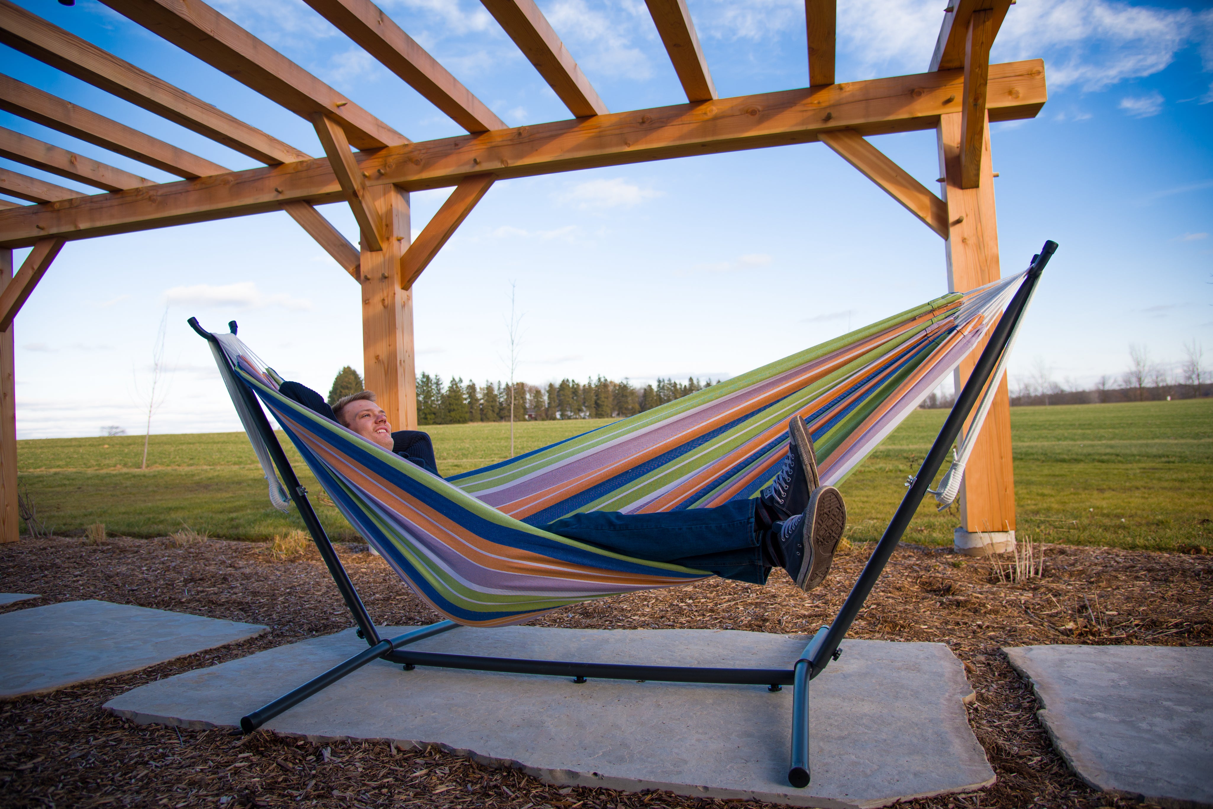 Double Cotton Hammock with Stand (250cm) - Retro