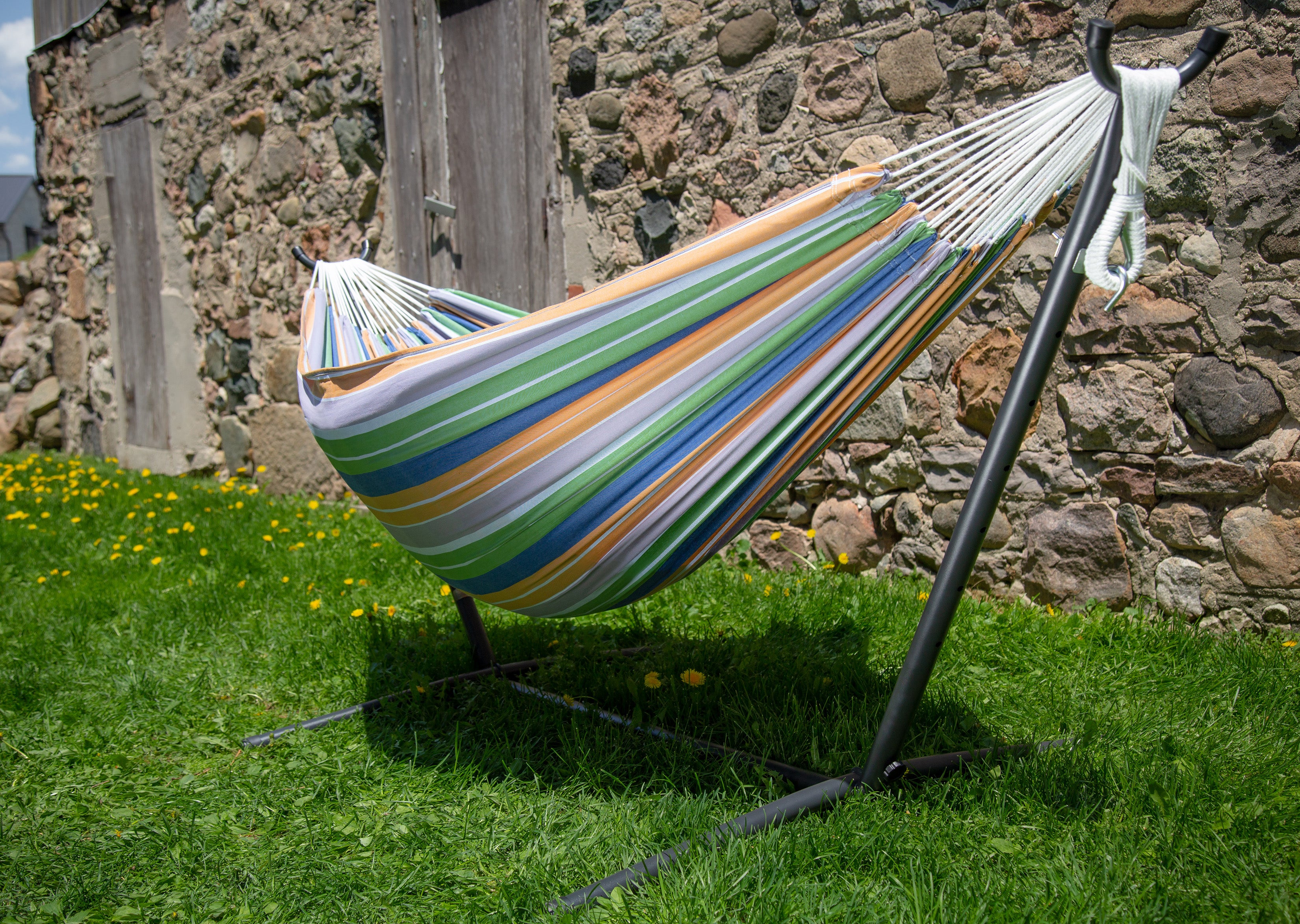 Double Cotton Hammock with Stand (250cm) - Retro