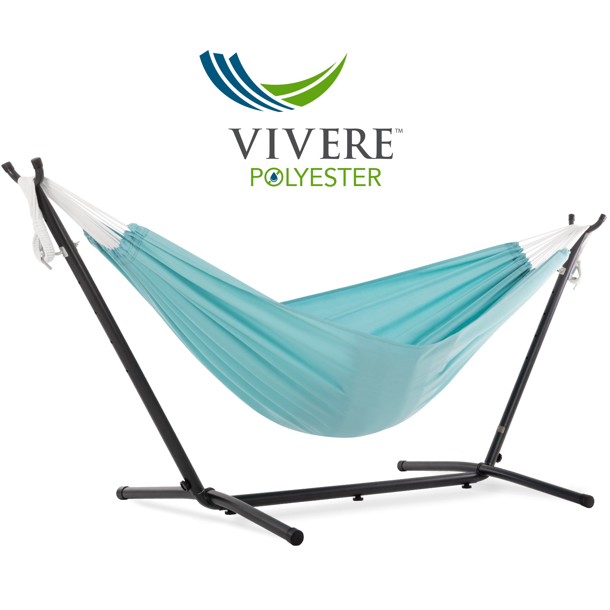Vivere Double Polyester Hammock with Space Saving Steel Stand Hot