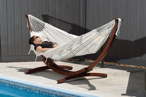 Double Cotton Hammock with Solid Pine Stand