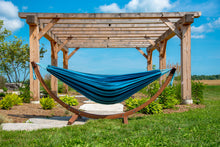 Charger l&#39;image dans la galerie, Double Cotton Hammock with Solid Pine Stand