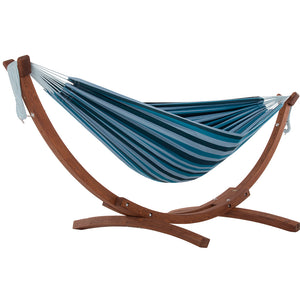 Double Cotton Hammock with Solid Pine Stand