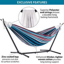 Charger l&#39;image dans la galerie, Double Cotton Hammock with Stand